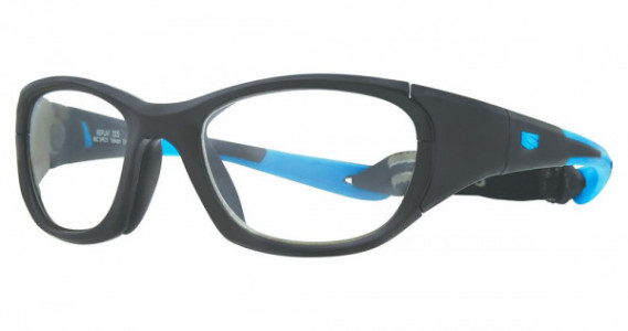 Rec Specs REPLAY Sports Eyewear, 225 Shiny Black/Cyan (Clear With Silver Flash Mirror)