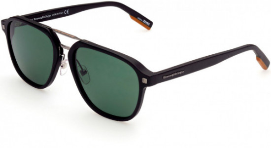 Ermenegildo Zegna EZ0159-D Sunglasses, 01R - Matte Black, Vicuna / Polarized Green