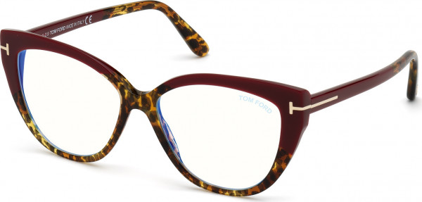 Tom Ford FT5673-B Eyeglasses, 056 - Havana/Gradient / Shiny Bordeaux