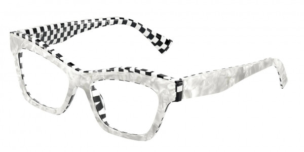 Alain Mikli A03113 EMELYNNE Eyeglasses, 001 NOIR MIKLI/WHITE DAMIER (WHITE)