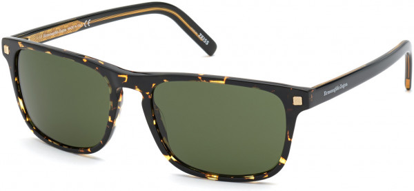 Ermenegildo Zegna EZ0173 Sunglasses, 52N - Shiny Classic Dark Havana, Bilayer Shiny Black And Orange / Green