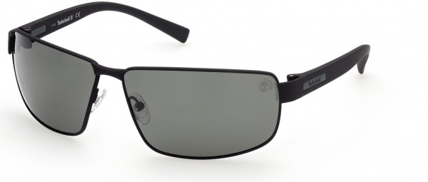 Timberland TB9238 Sunglasses, 02R - Soft Touch Black Front/temples W/ Green Plaque / Green Lenses