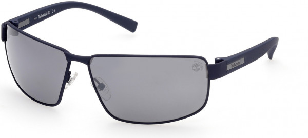 Timberland TB9238 Sunglasses, 91D - Soft Touch Navy W/ Gray Plaque / Silver Flash Lenses