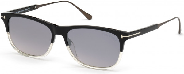 Tom Ford FT0813 Caleb Sunglasses, 03C - Black & Crystal/ Smoke Flash Lenses