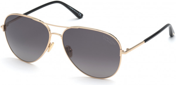 Tom Ford FT0823 Clark Sunglasses, 28D - Shiny Rose Gold, Black / Polarized Gradient Smoke Lenses