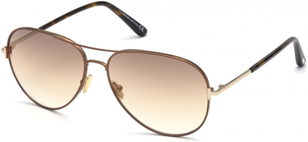 Tom Ford FT0823 Clark Sunglasses, 48G - Shiny Dark Brown, Classic Dark Havana / Gradient Brown Lenses