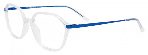EasyClip EC550 Eyeglasses, 070 - Crystal & Brushed Blue Steel