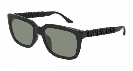 Balenciaga BB0108S Sunglasses, 001 - BLACK with GREEN lenses