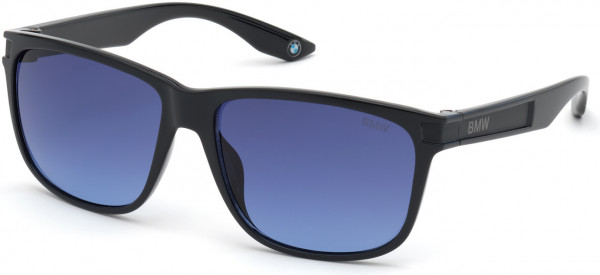 BMW Eyewear BW0003 Sunglasses, 01W - Shiny Black  / Gradient Blue