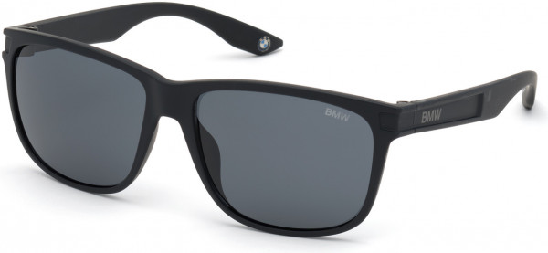 BMW Eyewear BW0003 Sunglasses, 02D - Matte Black / Smoke Polarized