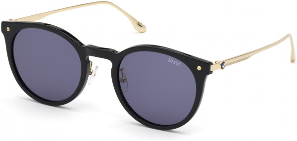 BMW Eyewear BW0007 Sunglasses, 01V - Shiny Black  / Blue