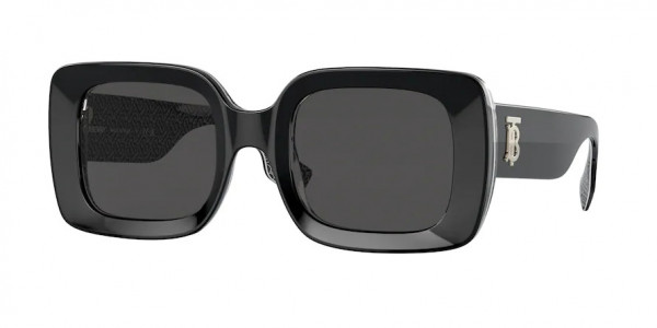 Burberry BE4327 DELILAH Sunglasses, 397787 DELILAH BLACK/PRINT TB/CRYSTAL (BLACK)
