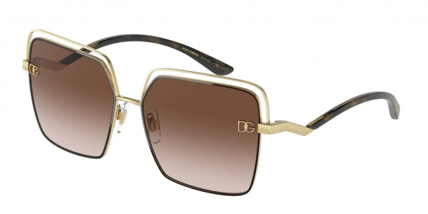 Dolce & Gabbana DG2268 Sunglasses, 134413 GOLD/BROWN (GOLD)