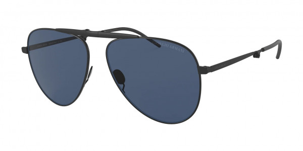 Giorgio Armani AR6113T Sunglasses, 300180 MATTE BLACK BLUE (BLACK)