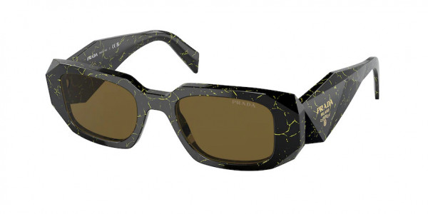 Prada PR 17WS Sunglasses, 19D01T BLACK/YELLOW MARBLE DARK BROWN (BLACK)