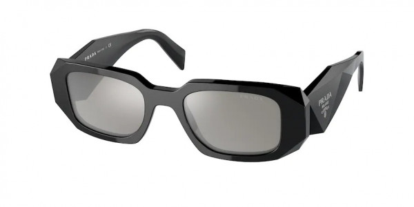 Prada PR 17WS Sunglasses, 1AB2B0 BLACK LIGHT GREY MIRROR SILVER (BLACK)
