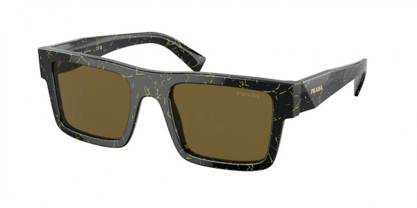 Prada PR 19WS Sunglasses, 19D01T BLACK/YELLOW MARBLE DARK BROWN (BLACK)