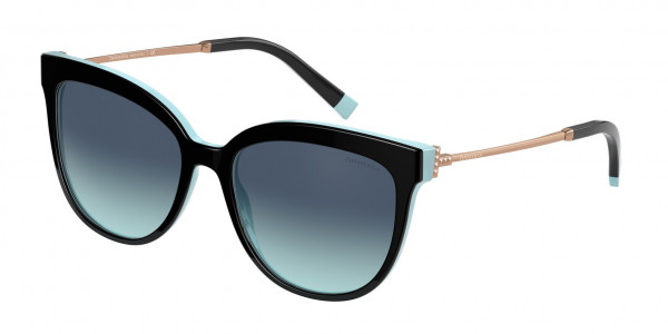 Tiffany & Co. TF4176F Sunglasses, 80559S BLACK ON TIFFANY BLUE AZURE GR (BLACK)