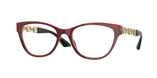 Versace VE3292 Eyeglasses, 388 BORDEAUX TRANSPARENT (RED)