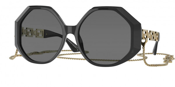 Versace VE4395 Sunglasses, 534587 BLACK (BLACK)