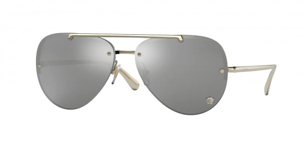 Versace VE2231 Sunglasses, 12526G PALE GOLD LIGHT GREY MIRROR SI (GOLD)