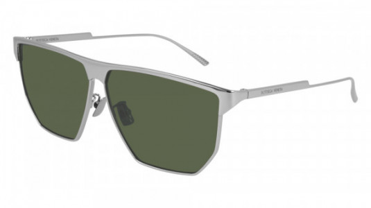 Bottega Veneta BV1069S Sunglasses, 002 - SILVER with GREEN lenses