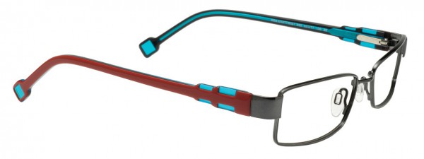 EasyTwist ET843 Eyeglasses, SHINY DARK GREY/RED AND CLEAR TU