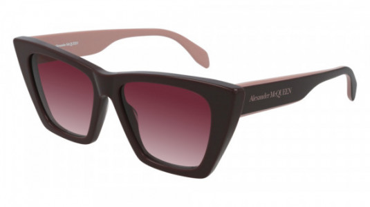 Alexander McQueen AM0299S Sunglasses, 004 - BURGUNDY with RED lenses
