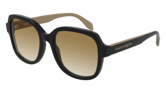 Alexander McQueen AM0300S Sunglasses, 004 - BLACK with YELLOW lenses