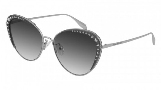 Alexander McQueen AM0310S Sunglasses, 001 - SILVER with GREY lenses