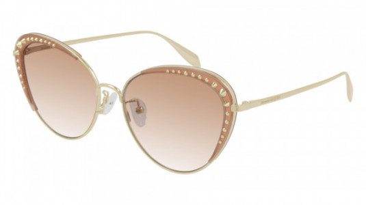 Alexander McQueen AM0310S Sunglasses, 003 - GOLD with ORANGE lenses