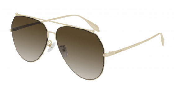 Alexander McQueen AM0316S Sunglasses, 002 - GOLD with BROWN lenses