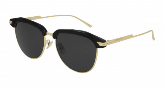 Bottega Veneta BV1112SA Sunglasses, 001 - BLACK with GOLD temples and GREY lenses