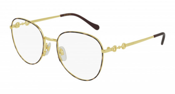 Gucci GG0880O Eyeglasses, 002 - HAVANA with GOLD temples and TRANSPARENT lenses