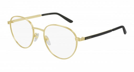 Gucci GG0942O Eyeglasses, 003 - GOLD with BLACK temples and TRANSPARENT lenses