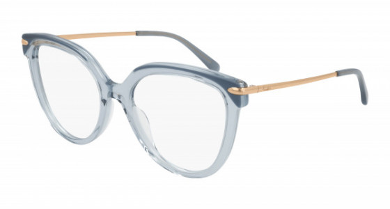 Pomellato PM0095O Eyeglasses, 003 - BLUE with GOLD temples and TRANSPARENT lenses