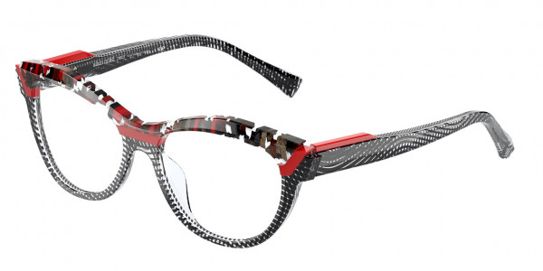 Alain Mikli A03128 SARLOT Eyeglasses, 001 BLACK CRYST DAMIER RED BLACK (BLACK)