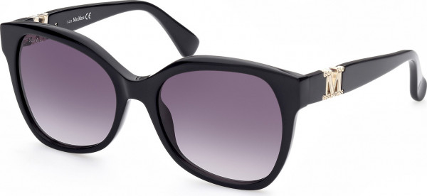 Max Mara MM0014 EMME3 Sunglasses, 01B - Shiny Black / Shiny Black