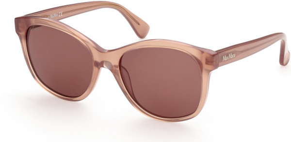 Max Mara MM0007 Logo1 Sunglasses, 45E - Shiny Milky Nude, Shiny Pale Gold / Brown