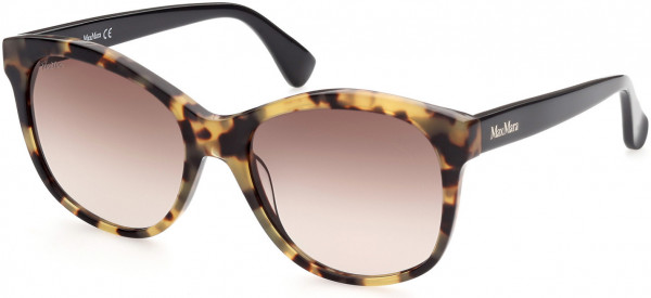 Max Mara MM0007 Logo1 Sunglasses, 56F - Shiny Tokyo Tortoise, Shiny Black, Shiny Pale Gold / Gradient Brown