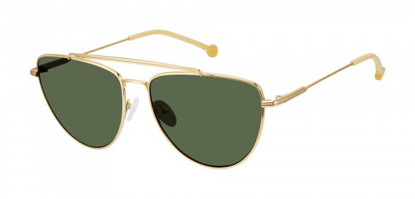 Colors In Optics CS351 COLLINS Sunglasses, GLD GOLD/BOTTLE GREEN LENS