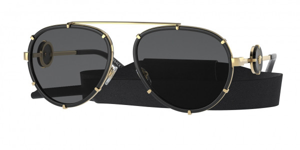 Versace VE2232 Sunglasses, 143887 BLACK DARK GREY (BLACK)