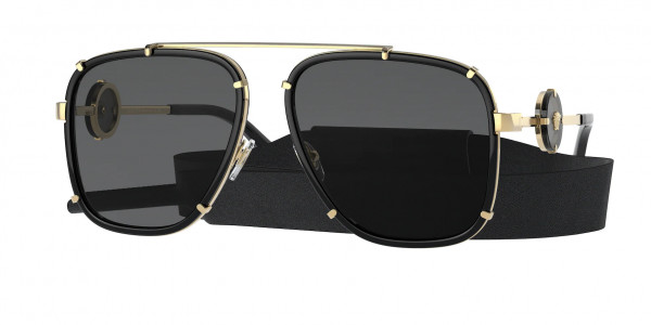 Versace VE2233 Sunglasses, 143887 BLACK DARK GREY (BLACK)
