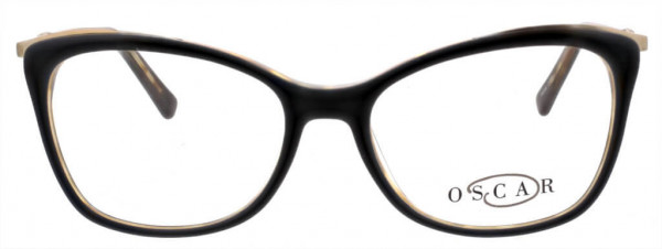 O by Oscar de la Renta OSL472 Eyeglasses, 001 Black/Tort With Satin Gold Metal Eyebrow