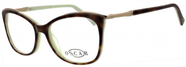 O by Oscar de la Renta OSL472 Eyeglasses, 215 Tort/Mint With Satin Gold Metal Eyebrow