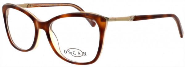 O by Oscar de la Renta OSL472 Eyeglasses, 239 Amber Tort / Crystal With Satin Gold Metal Eyebrow