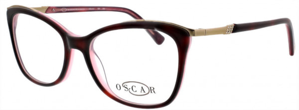 O by Oscar de la Renta OSL472 Eyeglasses, 726 Red Tort/Crystal Pink With Satin Gold Metal Eyebrow