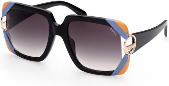 Emilio Pucci EP0159 Sunglasses, 05B - Shiny Black / Gradient Smoke Lenses