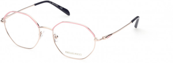 Emilio Pucci EP5169 Eyeglasses, 028 - Shiny Rose Gold & Rose Enamel, Shiny Navy Blue