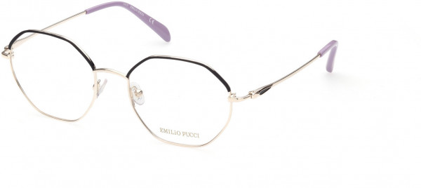 Emilio Pucci EP5169 Eyeglasses, 032 - Shiny Pale Gold & Black / Solid Lilac Lenses